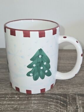 Vintage Ganz Hand-Painted Christmas Tree Coffee Mug w/ Hidden Snowman 4".